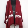 Kashmiri Cashmilon Wool Stole With Aari Work in Maroon | Bushra
