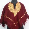 Kashmiri Poncho for Girls in Maroon Cashmilon Wool with Aari Embroidery