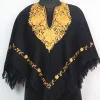 Noor Kashmiri Girls’ Poncho With Aari Embroidery in Cashmilon Wool | Black