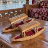 Set of 2 Hand Carved Walnut Wood Shikara Boat For Decor | Dal