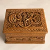 Kashmiri Hand Carved Walnut Wooden Box for Jewelry, Ornaments | Lazeez