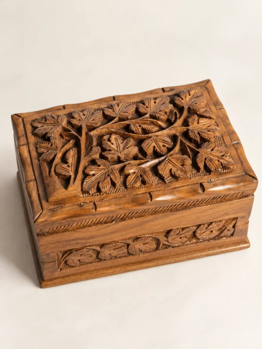 Beautiful Kashmiri Hand Carved Walnut Wood Box | Imran