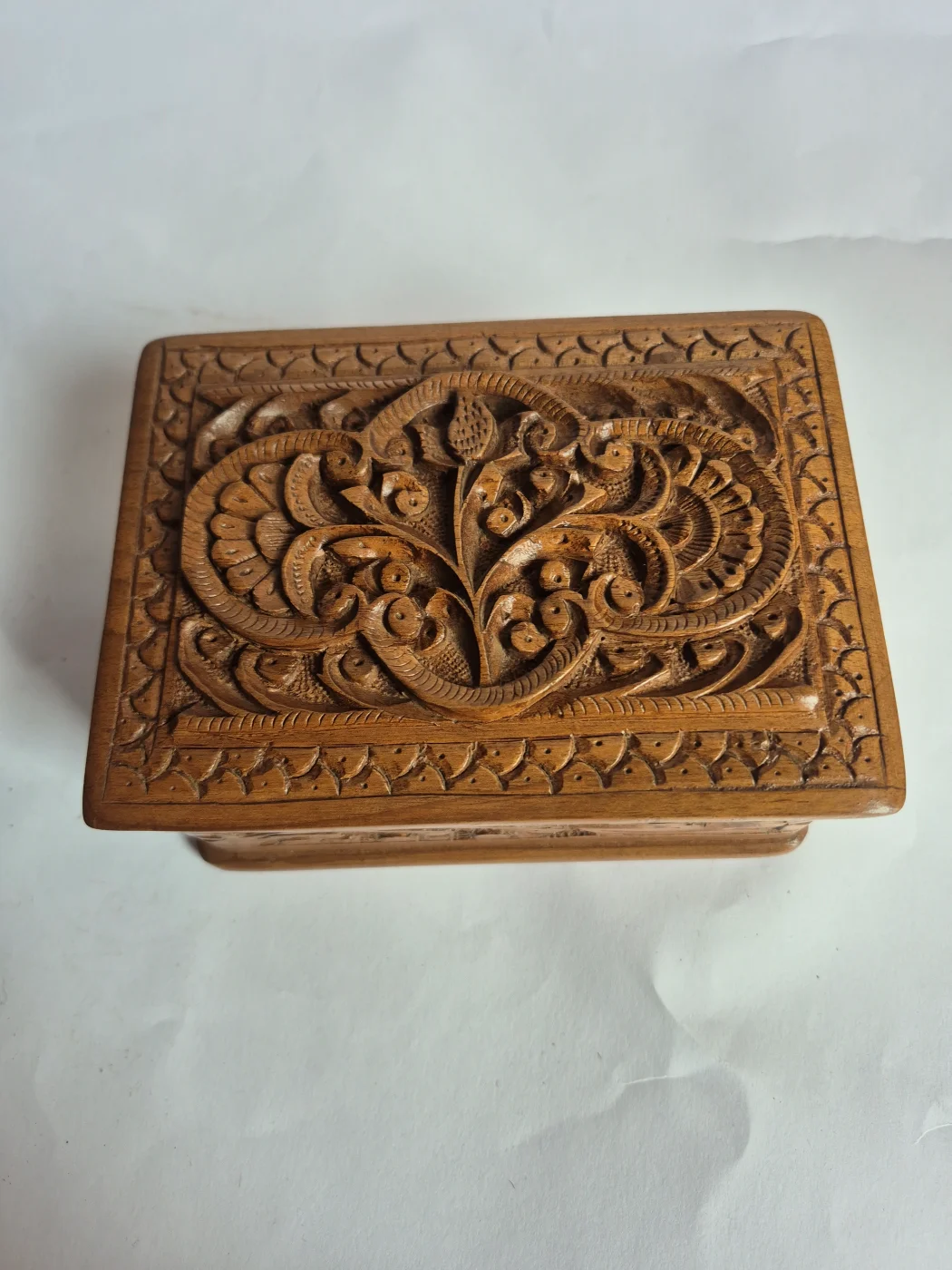 Kashmiri Hand Carved Walnut Wooden Box for Jewelry, Ornaments | Lazeez - Image 4