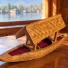 Manasbal Kashmiri Hand Carved Walnut Wood Shikara boat With Roof For Decor