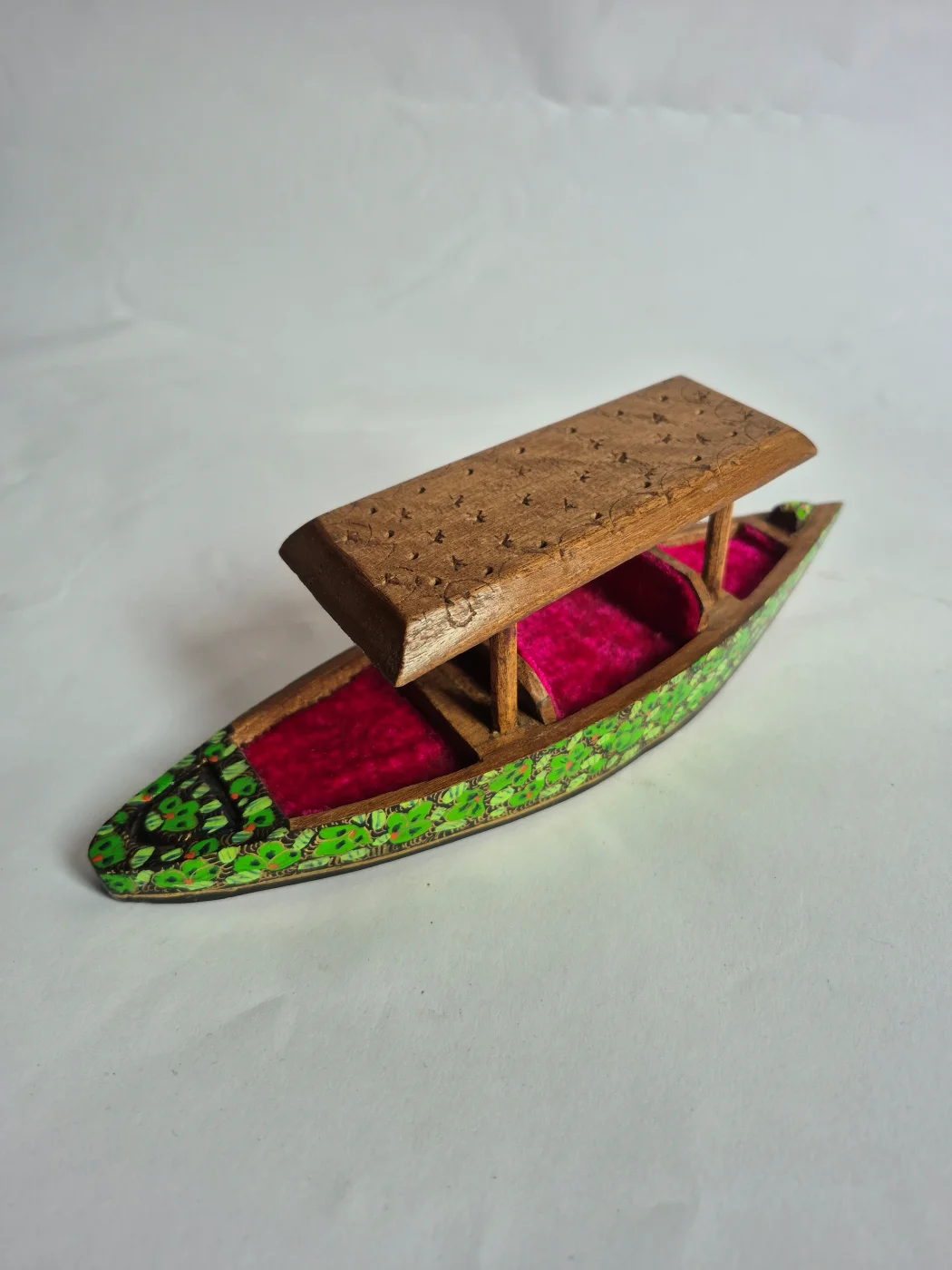 Kashmiri Hand Carved Walnut Wooden Shikara boat For Decor | Set of 2 - Image 5