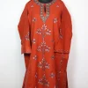 Tabassum Kashmiri Pheran In Raffal Wool With Hand Sozni Paper Machie Style Work | Rust