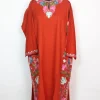 Designer Kashmiri Pheran In Rust Cashmilon With Side Panel Aari Embroidery | Ruma
