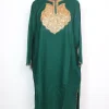 Kashmiri Pheran in Green Cashmilon With Silver Botte Tilla  | Nighat