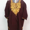 Haniya Kashmiri Pheran For Girls Aged 3–4 Years In Cashmilon Wool With Aari Work | Maroon