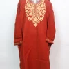 Tasneem Kashmiri Pheran For Girls Aged 7–8 Years In Cashmilon Wool With Aari Work | Rust