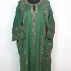 Kashmiri Pheran In Raffal Wool With Hand Sozni Embroidery | Green | Zubia