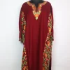 Madiha Kashmiri Pheran In Cashmilon Wool With Aari Work And Side Panel Work | Maroon