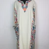 Madiha Kashmiri Pheran In Cashmilon Wool With Side Panel Aari Work | Off White