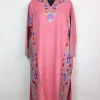 Kashmiri Pheran In Pink Cashmilon Wool With Side Panel Aari Embroidery | Madiha