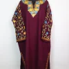 Maroon Kashmiri Pheran In Cashmilon wool With Aari Work And Jaal Work | Madiha