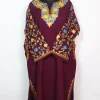 Maroon Kashmiri Pheran In Cashmilon wool With Aari Work And Jaal Work | Madiha