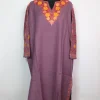 Kashmiri Pheran In Purple Cashmilon wool With Aari Embroidery And Sleeve Jaal Work | Madiha