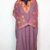 Kashmiri Pheran In Purple Cashmilon wool With Aari Embroidery And Sleeve Jaal Work | Madiha