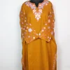 Madiha Kashmiri Pheran In Cashmilon Wool With Aari Work And Sleeve Jaal Work | Mustard Yellow