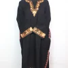 Black Kashmiri Pheran In Cashmilon Wool With Aari Embroidery And Sleeve Jaal Work | Madiha