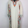 White Kashmiri Pheran In Cashmilon Wool With Aari Work And Side Panel Work | Madiha