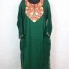 Kashmiri Pheran In Cashmilon Wool With Aari Embroidery | Bottle Green | Maria