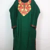 Kashmiri Pheran Maria In Cashmilon Wool With Aari Embroidery | Bottle Green
