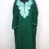 Maria Kashmiri Pheran In Cashmilon Wool With Aari Embroidery | Dark Green