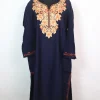 Maria Kashmiri Pheran In Cashmilon Wool With Aari Embroidery | Navy Blue
