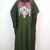Maria Kashmiri Pheran In Cashmilon Wool With Aari Embroidery | Olive Green