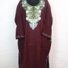 Kashmiri Pheran In Cashmilon Wool With Aari Embroidery | Maroon | Maria