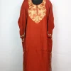 Kashmiri Pheran In Cashmilon Wool With Aari Embroidery | Rust | Maria