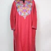 Zartasha Kashmiri Pheran In Pink Cashmilon With Aari Embroidery