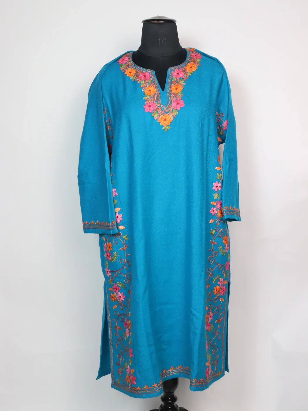 Zartasha Kashmiri Pheran in Teal Cashmilon with Aari Embroidery