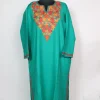 Teal Kashmiri Pheran in Cashmilon with Aari Embroidery | Zartasha
