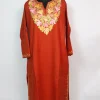 Rust Kashmiri Pheran In Orange Cashmilon With Aari Embroidery Zartasha