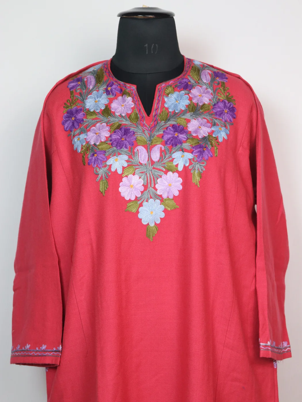 Kashmiri Pheran Zartasha In Pink Cashmilon With Aari Embroidery - Image 2