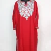 Zartasha Kashmiri Pheran In Red Cashmilon With Aari Embroidery