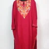Kashmiri Pheran Zartasha  In Deep Pink Cashmilon With Aari Embroidery