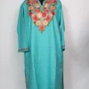 Zartasha Kashmiri Pheran In Turquoise Cashmilon With Aari Embroidery