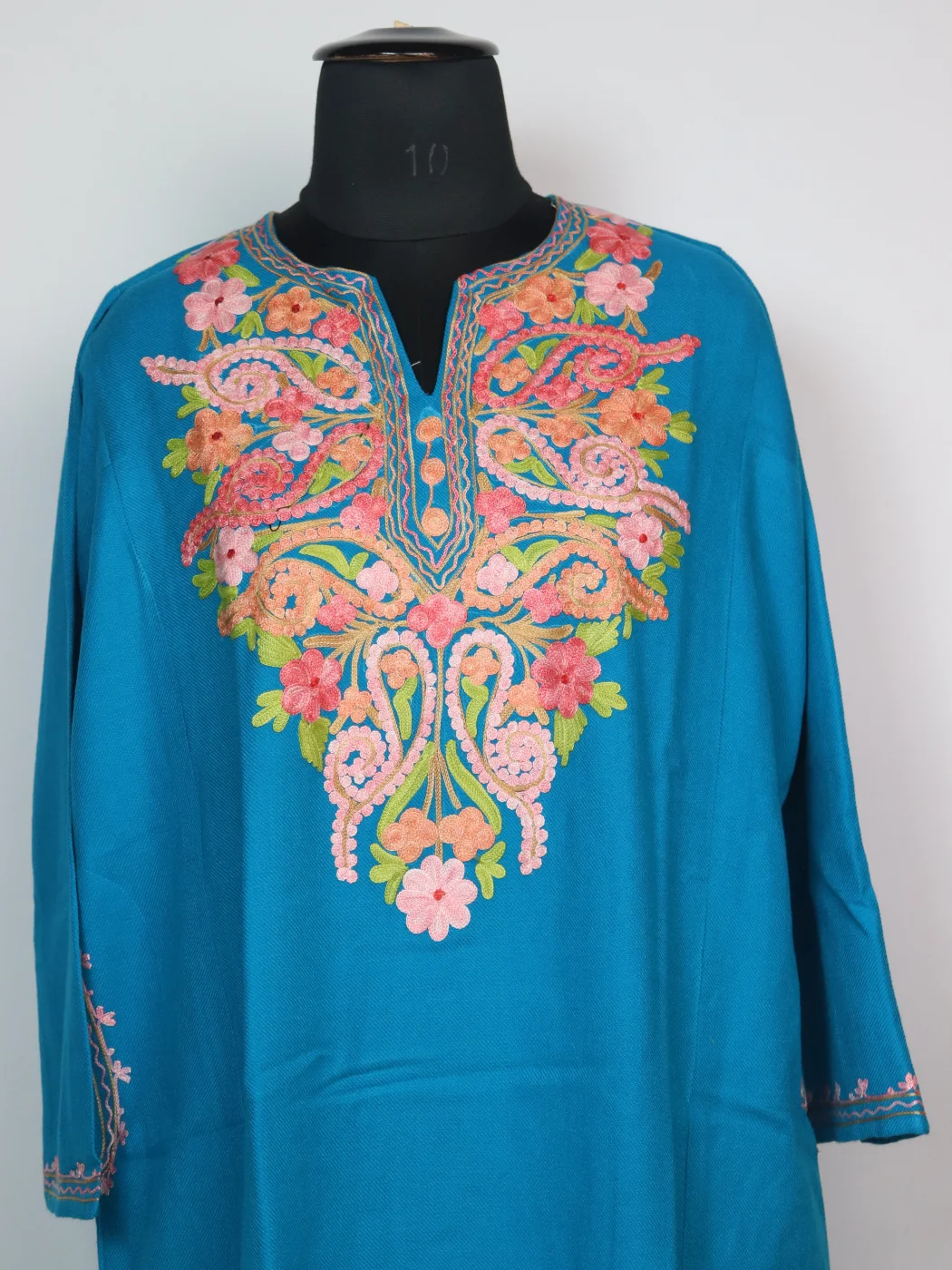 Kashmiri Pheran Zartasha In Blue Cashmilon With Aari Embroidery - Image 2