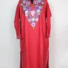 Zartasha Kashmiri Pheran In Red Cashmilon With Aari Embroidery