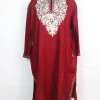 Farah Kashmiri Pheran In Red Cashmilon With Aari Embroidery