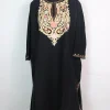 Nimra Kashmiri Pheran In Cashmilon wool With Aari Embroidery | Black
