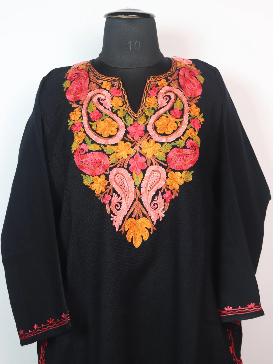 Liyana Kashmiri Pheran In Cashmilon wool With Aari Embroidery | Dark Blue - Image 2