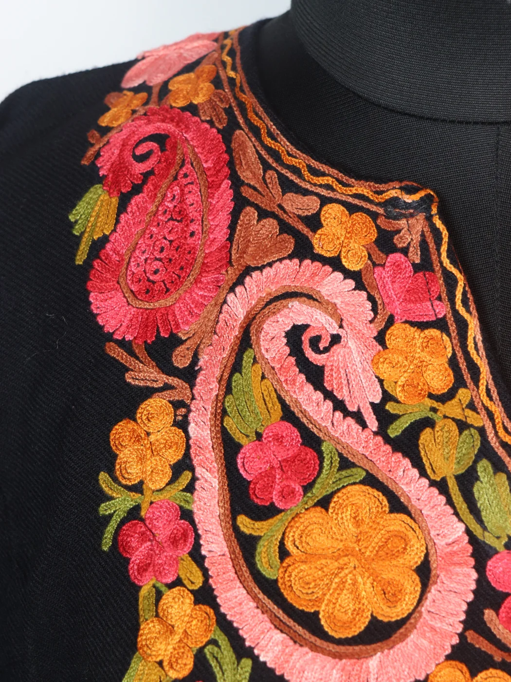 Liyana Kashmiri Pheran In Cashmilon wool With Aari Embroidery | Dark Blue - Image 3