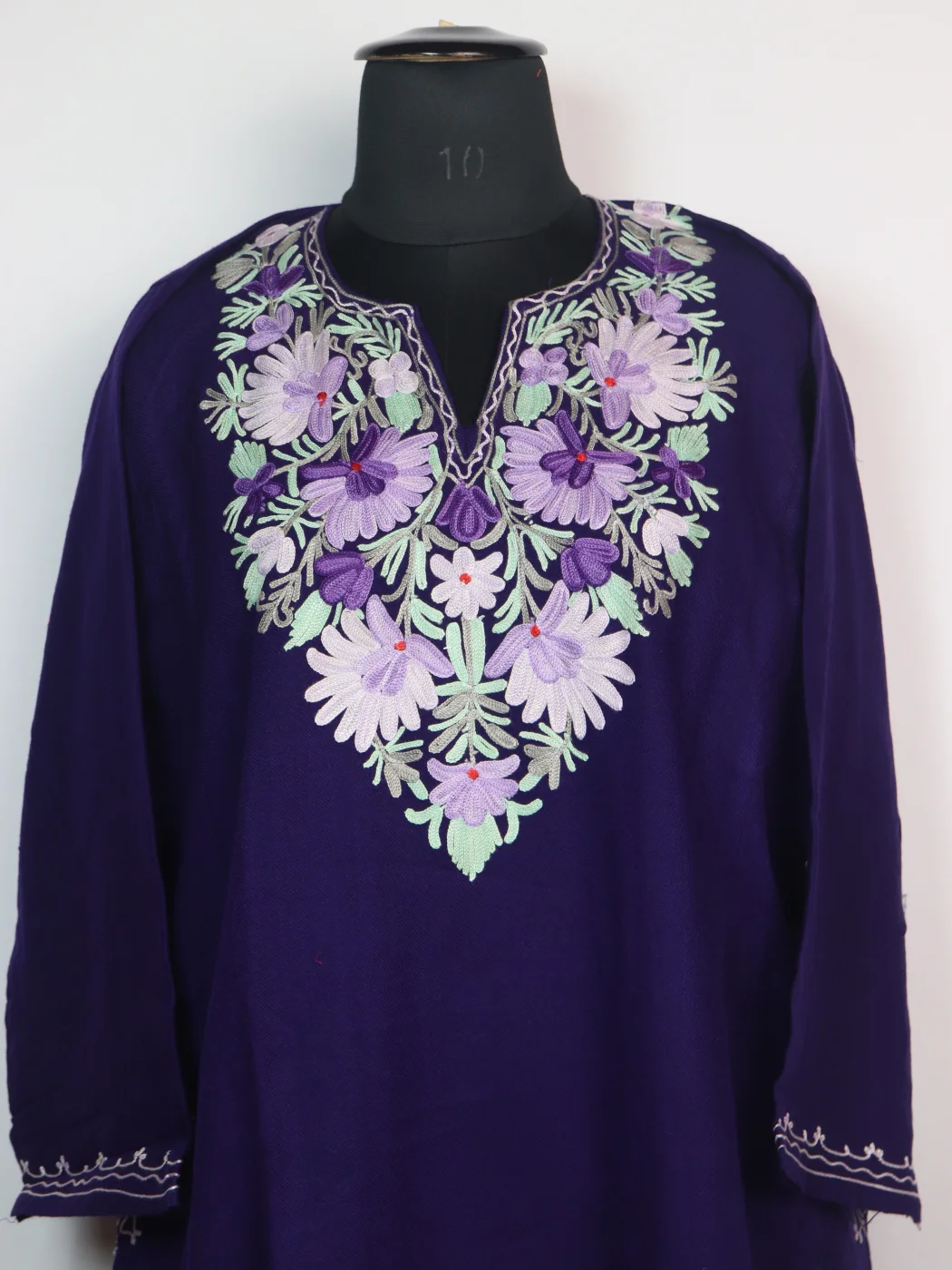 Kashmiri Pheran Ayesha in Blue Cashmilon Wool with Aari Embroidery - Image 2