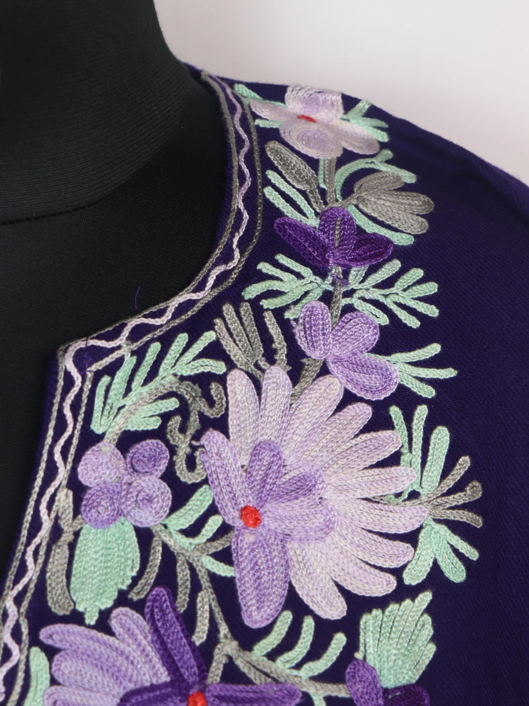 Kashmiri Pheran Ayesha in Blue Cashmilon Wool with Aari Embroidery - Image 3