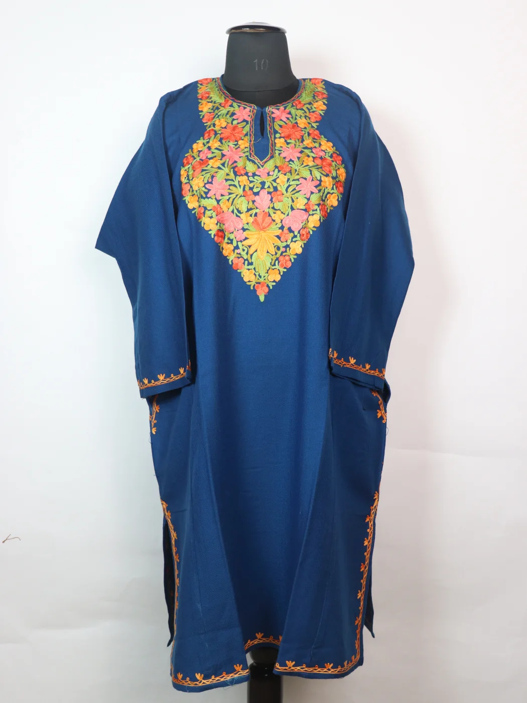 Aisha Kashmiri Pheran In Cashmilon wool With Aari Embroidery | Blue