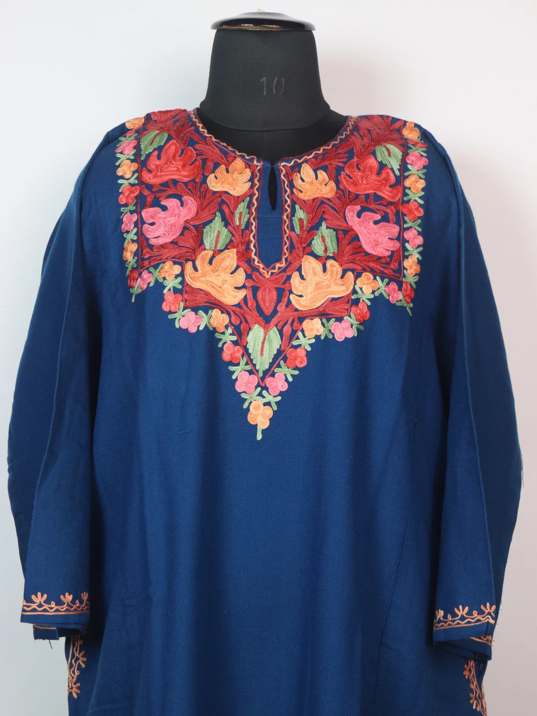 Blue Kashmiri Pheran In Cashmilon wool With Aari Embroidery | Parveena - Image 2